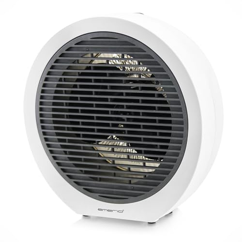 EMERIO Heizlüfter | für Räume bis 20 m² | 2000W | 2 Heizstufen | Einstellbarer Thermostat | Ventilatorfunktion | Kippschutz | FH-109947, Schwarz