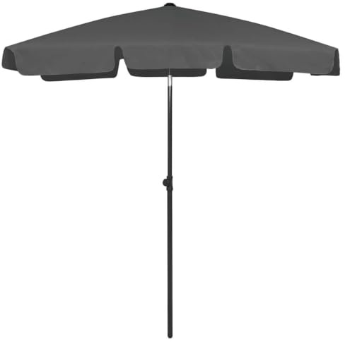 Ombrellone da spiaggia rettangolare Antracite 180 x 120 cm, Poliestere Anti-UV reclinabile per tavolo con foro