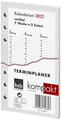 BSB Ersatzkalendarium Kompakt, 2027, ca. A6, 1 Woche = 2 Seiten, vertikal, 02-0094