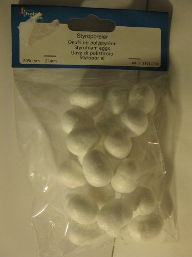 Glorex Styropor-Eier, Weiß, 20 x 25 mm , 20-Einheiten