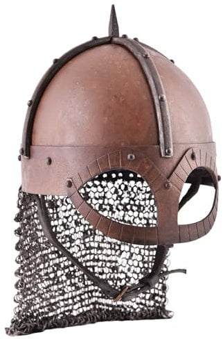 Ulfberth - Der Gjermundbu Helm mit vernieteter Brünne, 2 mm Stahl – Schaukampf-tauglicher Wikingerhelm (L)