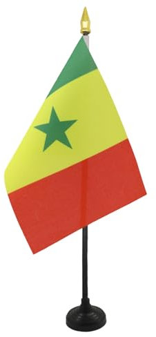 AZ FLAG Bandera de Mesa de Senegal 15x10cm - BANDERINA de DESPACHO SENEGALESA 10 x 15 cm Punta Dorada