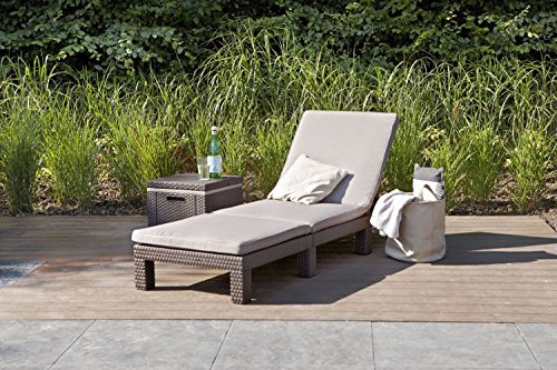 2er Set Allibert Daytona Sonnenliege Kunststoff Gartenmöbel Rattanoptik braun EXKLUSIV Bezug abziehbar