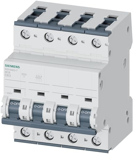 Siemens 5SY4 Miniaturüberlastschalter Typ C, Pol 4-polig 63A 400V ac, Abschaltvermögen 10 kA SENTRON 60 V dc