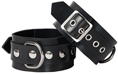 SH. Gummi Zurückhaltung Handgelenk Manschetten Dick Schwarz Latex Bondage BDSM Handschellen