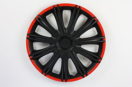 ZentimeX Radzierblenden 15 Zoll, Schwarz, Rot, Kunststoff, Speichen-Clip, Felgenkappe, Radkappe
