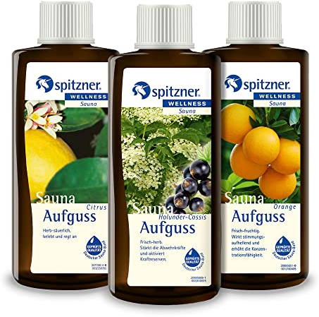 spitzner Saunaaufguss Vorteilspack 3er Orange Citrus Holunder Cassis je 190 ml