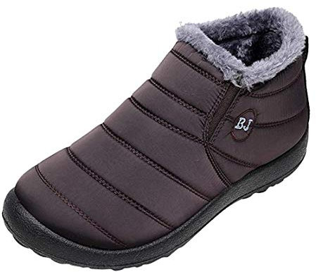 Popoti Stivaletti Unisex Invernali - Stivali Caldi Imbottiti di Cotone per Donna e Uomo - Antiscivolo Casual per Camminate All'aperto (Cafe, 41)