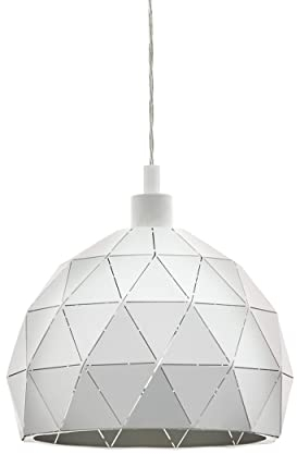 EGLO Pendellampe Roccaforte, 1 flammige Pendelleuchte, Hängelampe aus Stahl, Weiß, Fassung: E27, Ø 40 cm