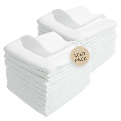 Kindsgard Mullwindeln - 20er Pack - 70x70 cm - 100% Baumwolle - OekoTex 100 Zertifiziert - weiche Spucktücher - saugstark, hautfreundlich & atmungsaktiv - waschmaschinenfest - ideal für Babys - Weiß