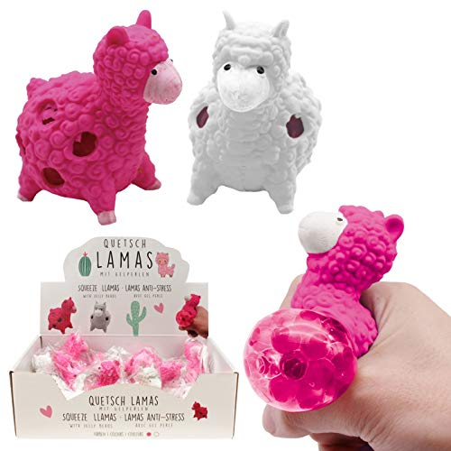 wuselwelt (58264 2 Stück Quetsch Lama in weiß und pink, Alpaka, Quetschball, Squeezeball, Antistressball, Knetball, Quetsch Figur, Mitgebsel, Geschenk, Tombola, Kindergeburtstag