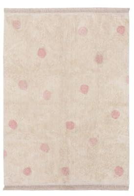 Lorena Canals Teppich, maschinenwaschbar, Hippie-Punkte, naturfarben, 97% Baumwolle, 3% andere Fasern, Basis: recycelte Baumwolle, Naturfarben, Vintage-Nude, 120 x 160 cm