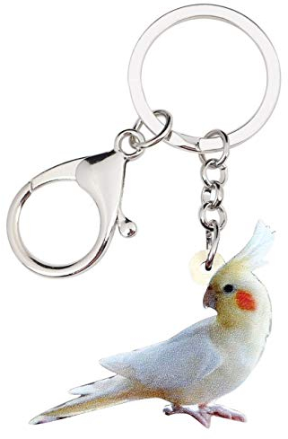 WEVENI Acryl Nymphensittich Papagei Schlüsselanhänger Vogel Schlüsselanhänger Niedlich Schmuck Charms Für Frauen Mädchen (Weiß)