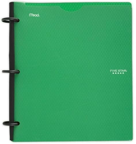Five Star Flex 29326AQ8 Nachfüllbares Notizbuch + Lern-App, liniertes College-Papier und 2,5 cm TechLock-Ringbuch mit anpassbarem Einband, Taschen, Tabs und Trennblättern, Kapazität 200 Blatt