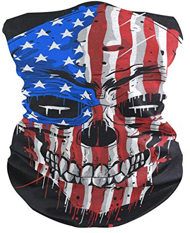 Schädel Usa Amerika Flagge Gesichtsmaske Schlauchtuch Kopftuch Stirnband Bandanas Kopfbedeckung Halstuch Gesichtsschal Für Männer Frauen Den Sport