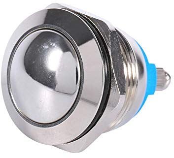 Interruptor de bot¨®n pulsador, interruptor moment¨¢neo de bocina de bot¨®n pulsador de enganche moment¨¢neo de metal impermeable de 19 mm 12V