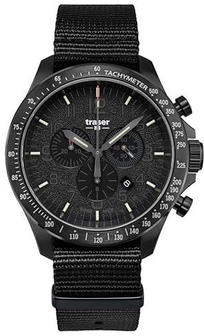 Traser P67 Officer Pro Chronograph Black NATO Herren Armbanduhr aus Edelstahl, in der Farbe Grün, Durchmesser: 46mm, Wasserdichtigkeit: 10Bar, 109465