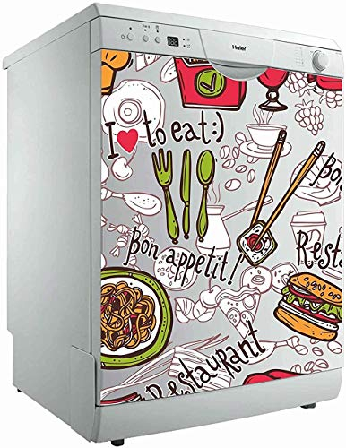 Vinilo para Lavavajillas ! I love to Eat ¡ | Varias Medidas 70x80cm | Adhesivo Resistente y de Fácil Aplicación | Pegatina Adhesiva Decorativa de Diseño Profesional