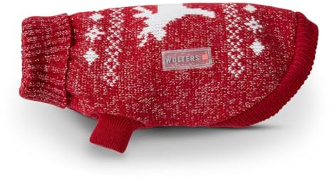 Wolters Strickpullover Elch mit Glitzer, Größe:30 cm, Farbe:rot/Silber