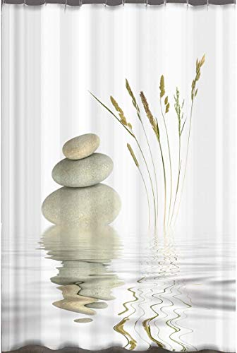 Ekershop Digitaldruck Qualität Textil Duschvorhang Wannenvorhang Wellness Stone 180x200cm inkl. Ringe