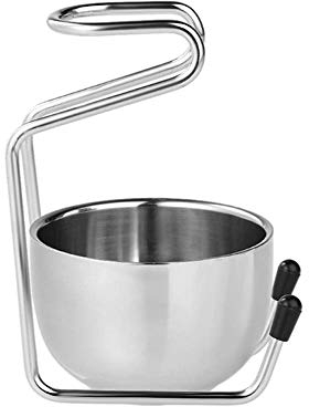Soporte para brochas de afeitar con cuenco de acero inoxidable, soporte para brochas de afeitar, juego de utensilios de limpieza facial masculinos (plateado)