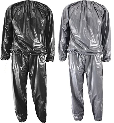 Heavy Duty Sauna Suit Men Women Weight Loss Exercise Slim Gym Fitness Workout Anti-Rip Sweat Sauna Suit (Black, XXL)