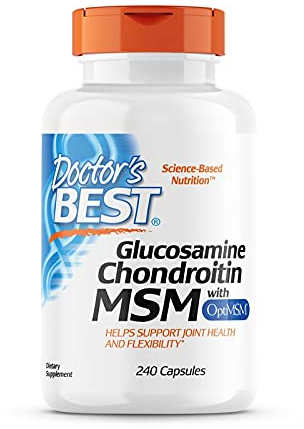 Doctor's Best, Glucosamine-Chondroitin MSM, avec OptiMSM, 240 Capsules, Testé en Laboratoire, Sans Soja, Sans Gluten, Sans OGM