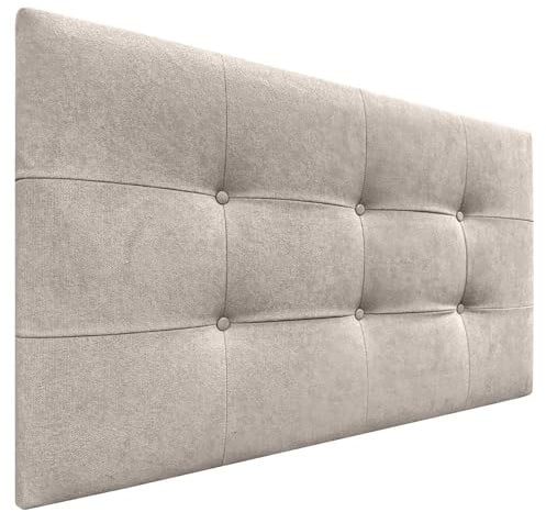 DHOME Kopfteil, gepolstertes Bett Kopfteil 8cm dick. Gepolstertes Kopfteil ACUALINE Stoff und Kunstleder. Bett-Kopfteile (Stoff Beige, 105cm (Betten 80/90/105))