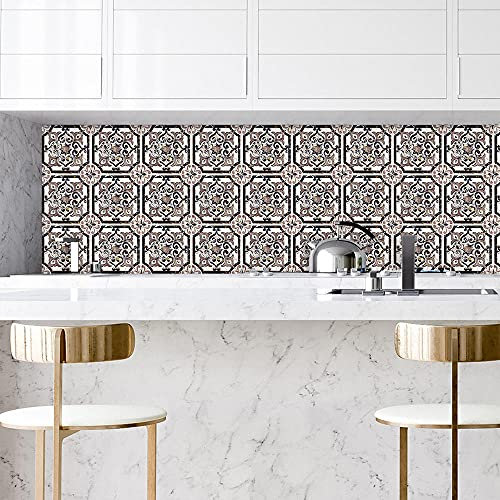 Piastrelle Adesive per Muro Cucina Stile Nordico Tortora Paraschizzi Parete Cucina Mattonelle Stickers Adesivi per Piastrelle Bagno Wall Art Adesivi 10P, 20cm x 20cm