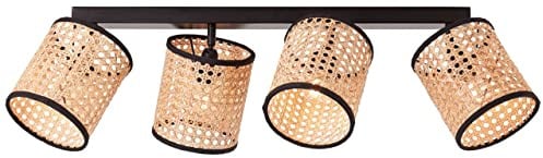 BRILLIANT Lampe, Wiley Spotbalken 4flg holz hell/schwarz, 4x D45, E14, 42W, Köpfe schwenkbar