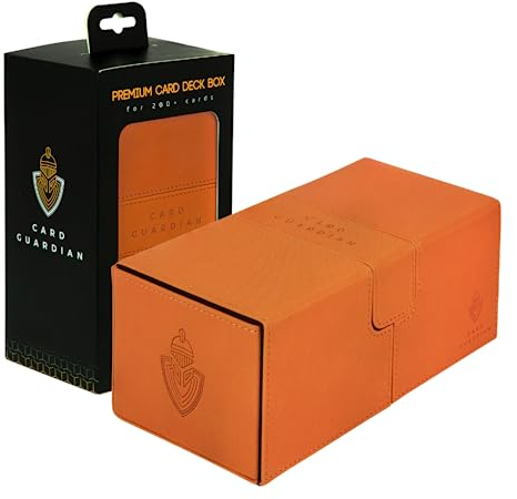 Card Guardian - Caja de doble mazo premium para más de 200 cartas, juegos de cartas coleccionables TCG (naranja)