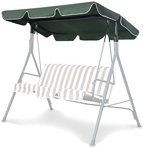 NBCV Replacement Canopy for Swing Seat 2 & 3 Seater Hammock Cover Top Garden Outdoor, Replacement Canopy Top Cover With 4 Reinforced Corner Pockets, Waterproof,Green,142x120x18cm