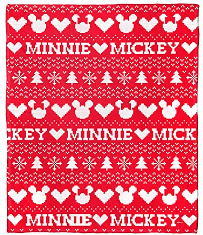 NORTHWEST Disney's Mickey Mouse Überwurfdecke, seidig, 127 x 152 cm, Mickey Nordic