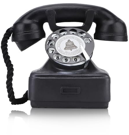 plplaaoo schnurgebundenes Telefon,Vintage Antik-Telefon-Ornament, Retro-Kabeltelefon, Wähltelefon, antike Telefon-Requisite für Heim- und Bürodekoration, Ornament, Foto-Requisiten, schwarz, Vinta