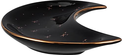 Cabilock 1stk Mond-schmuck-tablett Einstiegsablage Für Schlüssel Platte in Mondform Schmuckschale Display-tablett Ringe Für Frauen Porzellan Ring Mini Nordisch Bonbonschale Keramik Braut