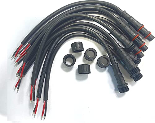YETOR wasserdichte Stecker 2 polig,IP68 Male Female Plug LED Steckverbinder,2Pin 2Core wasserdichte Anschlüsse mit 20AWG 20CM Verlängerungskabel für LED Lichtleisten. (2Pin 5Pairs)