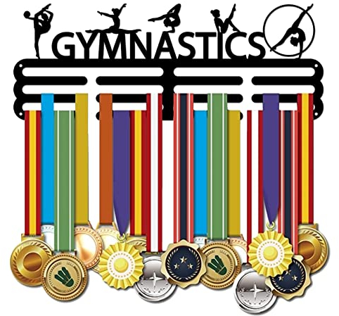 SUPERDANT Gymnastik Medaillenhalter Frauenturnen Medaillen Aufhänger Gymnastik Medaillen Aufbewahrung Schwarzer Eisen Medaillenhänger Geschenke für Sportler und Kinder 40x15CM