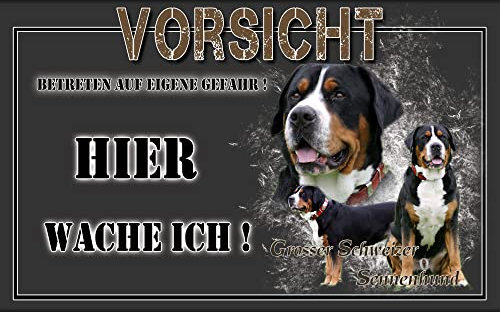 hier wache ich hund Grosser Schweizer Sennenhund 29/18 cm