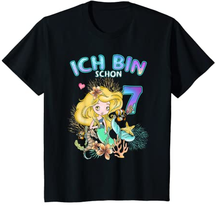 Kinder 7. Geburtstag Mädchen 7 Jahre Meerjungfrauen Geburtstags T-Shirt