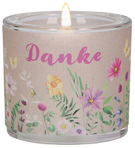 Butzon & Bercker Lichtmomente Windlicht - Danke für die Wärme - Teelichthalter mundgeblasen inkl. Teelicht und Geschenkverpackung – christliches Geschenk zum Muttertag, Weihnachten oder Geburtstag