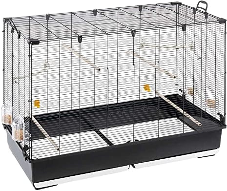 Ferplast Vogelkäfig, Vogelvoliere Piano 7 Vögel, Kanarienvogel, Zebrafinken, Finken, Wellensittiche, aus Metall, Inkl. Zubehör Sitzstangen Drehbare Futternäpfe, 99.5 x 53 x h 74 cm.
