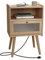 SOOWERY Mid Century Moderner Nachttisch mit Ladestation, Nachttische mit Glastür, Beistelltisch Beistelltisch mit 2 Etagen Stauraum, für Schlafzimmer, Wohnzimmer, Natur