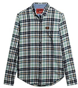 Superdry Herren L/S Cotton Lumberjack T-Shirt, Canyon Check Hellgrau, L