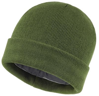 Zylioo L/XL Satin Wintermütze Strickmütze Für Großen Kopf,Satin Lined Beanie Mütze,Winter Warme Skull Watch Cap