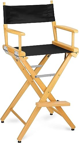 MIYUEWU 30 hoher klappbarer Regiestuhl für Filme, Filmsets, Studios und mehr. Tragbarer Maskenbildnerstuhl mit Holzrahmen und Einer Nutzlast von bis zu 136 kg