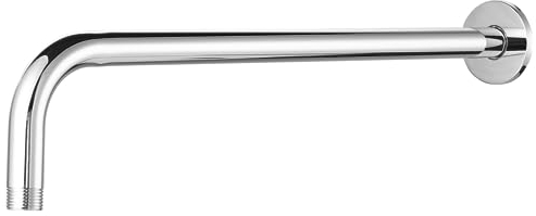 Brazo de ducha con brida y cinta de teflón, brazo de extensión Markcco de 38 cm para cabezal de ducha fijo y cabezal de ducha de lluvia, acero inoxidable, montado en la pared (cromo)