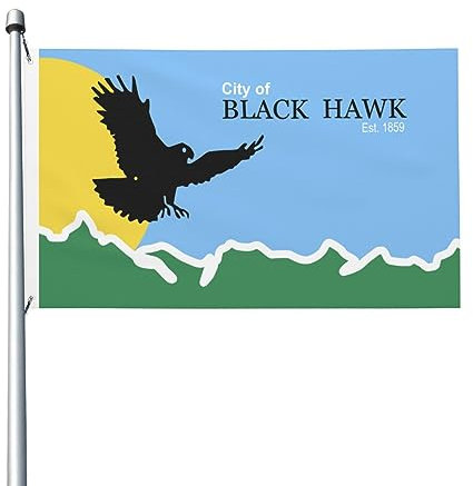 Flagge von Black Hawk Colorado Flagge, 90 x 150 cm, doppelseitige Flaggen, langlebig, für den Außenbereich, Hof, Dekorationen, Flaggen, Zuhause, Party, Willkommensflagge