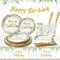 Heboland Set Vaisselle Anniversaire Verte pour 25 Invités, 125pcs Vaisselle de Fête Assiette Anniversaire Vert Sauge, Serviette, Pailles, Tasse pour Decoration Garçons Filles Femmes Fête