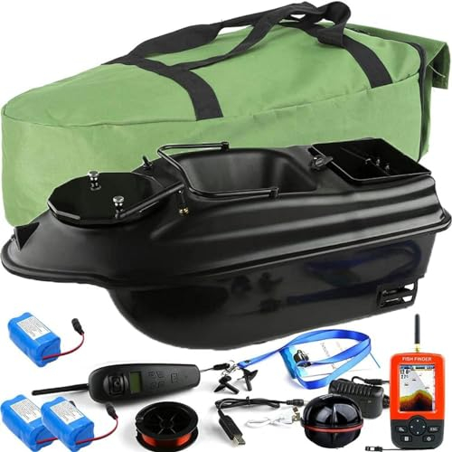 CIADAZ GPS Télécommande sans Fil Bateau ;appâts de pêche 2 Trémies, Écran LCD Sondeur GPS, Piles de Rechange, Sac à Main Triangulaire, Bateau;appâts de pêche