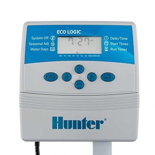 Suinga Programador de riego automático Hunter ELC 6 Zonas de riego, Eco Logic 6 Estaciones Interior, 230 VCA, Blanco
